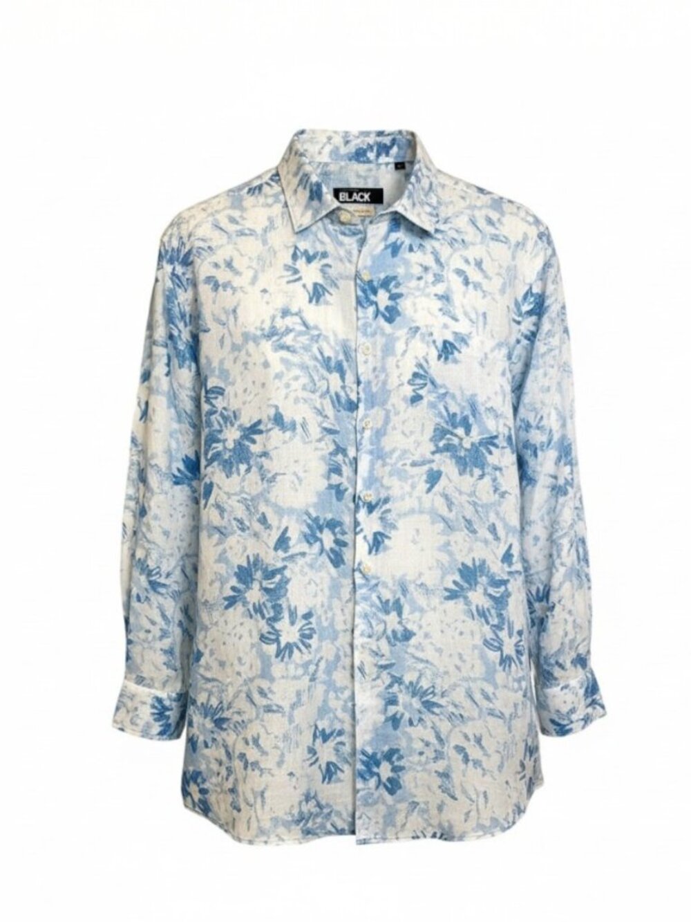 Westport Black White Blue Tropical Print Made‎ in Italy Shirt